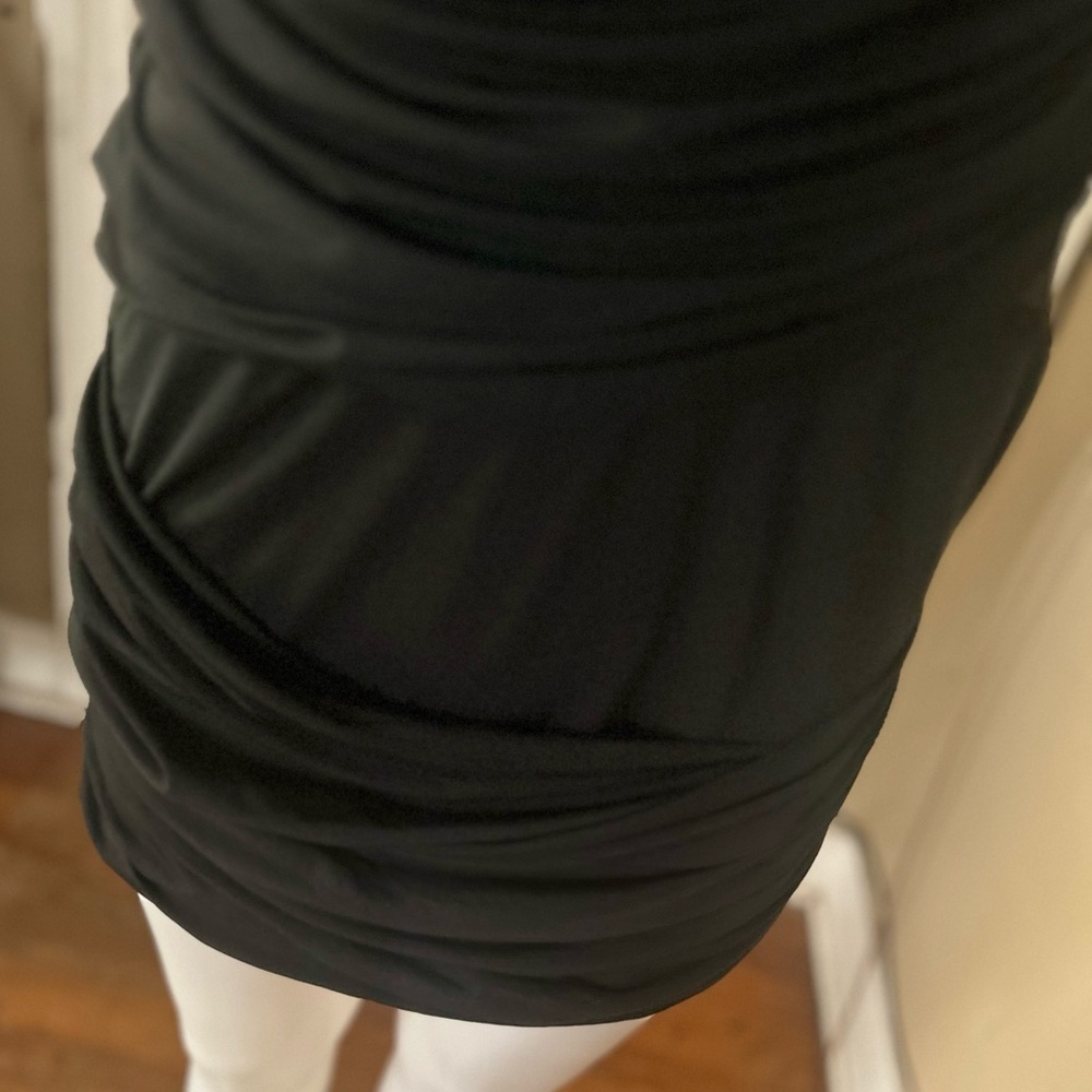 IRO Black Mini Dress Size Medium Crew Neck Cap Sleeve Lace Trim - Picture 7 of 16